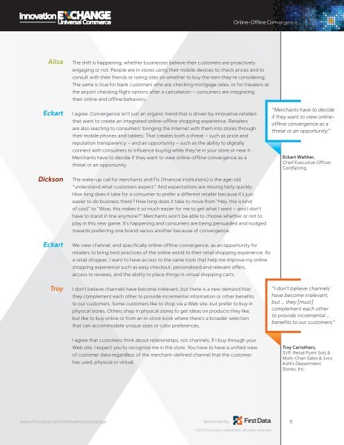 Online-Offline Convergence - First Data