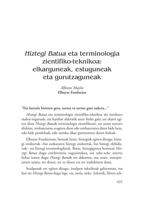 Hiztegi Batua eta terminologia zientifiko-teknikoa - Mendebalde