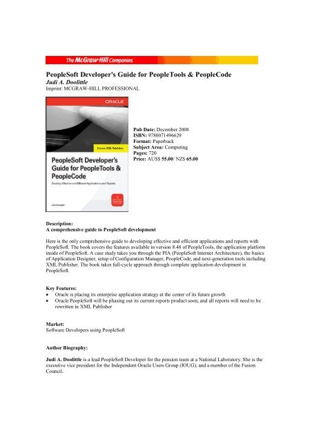 PeopleSoft Developer's Guide for PeopleTools & PeopleCode