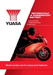 Motorcycle Battery Application and Specification Guide 2013 - Yuasa