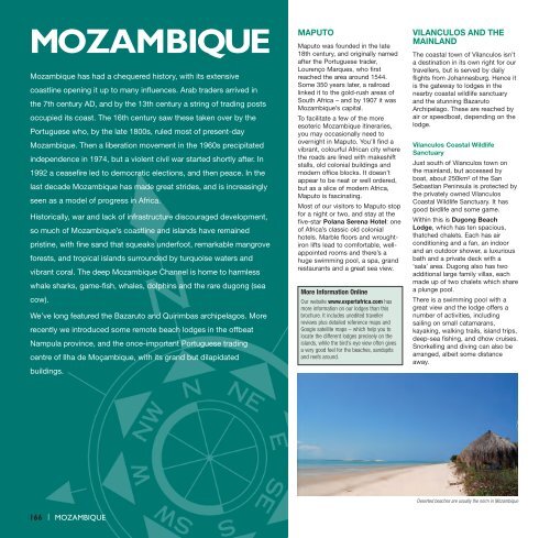 brochure section including Nuarro Mozambique - Expert Africa