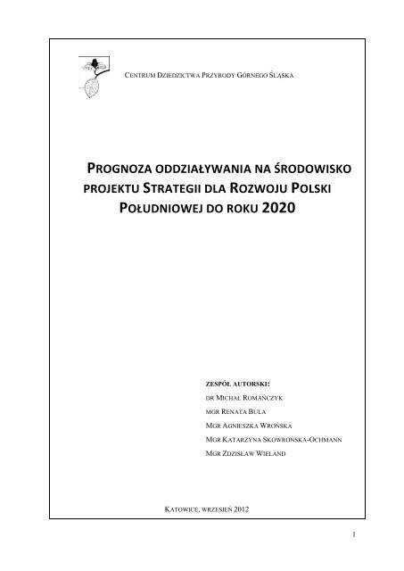 Prognoza oddziaływania na środowisko - Województwo Małopolskie