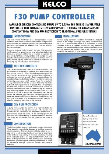 Download a datasheet for the Kelco F30 Pump Controller ... - PVL Ltd