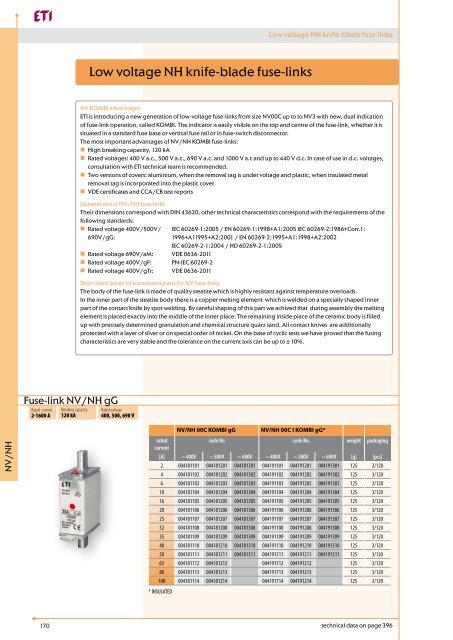 Low voltage NH knife-blade fuse-links - ETI