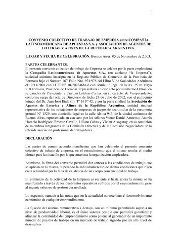 CONVENIO COLECTIVO DE TRABAJO DE EMPRESA ... - ALEARA