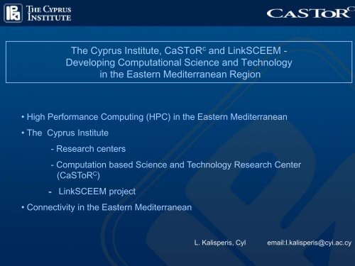 The Cyprus Institute, CSTRC and LinkSCEEM