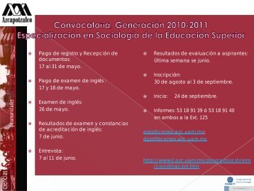 Convocatoria 2010. Especialización en Sociología de la Educación