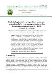 Statistical optimization of ingredients for sensory evaluation ... - IJGHC