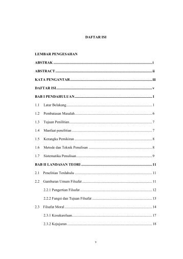 v DAFTAR ISI LEMBAR PENGESAHAN ABSTRAK ...