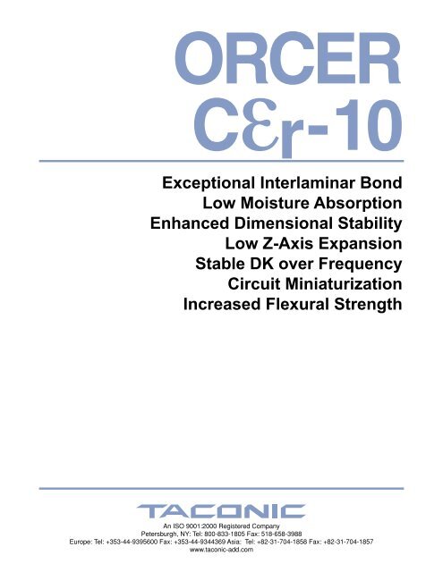 CER-10 Data Sheet - Taconic