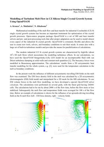 Modelling of Turbulent Melt Flow in CZ Silicon Single Crystal Growth ...