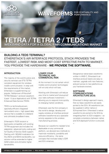 tetra / tetra 2 / teds wideband data for a global pmr ... - Etherstack