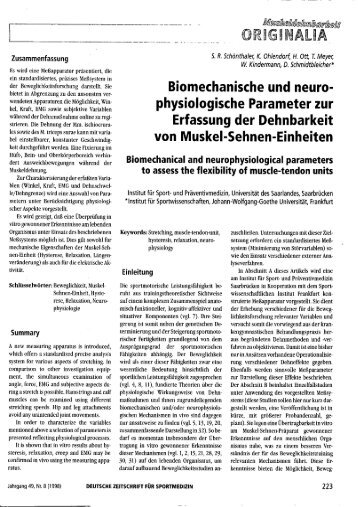 Biomechanische und neurophysiologische Parameter zur Erfassung ...