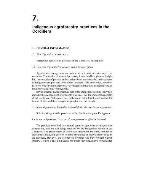 Indigenous agroforestry practices in the Cordillera - Aboutphilippines
