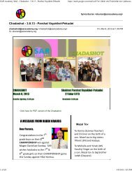 SAR Academy Mail - Chadashot - 3.8.13 - Parshat Vayakhel-Pekudei