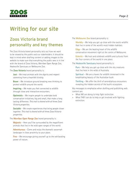 WEB EDITOR & AUTHOR GUIDE ZOOS VICTORIA