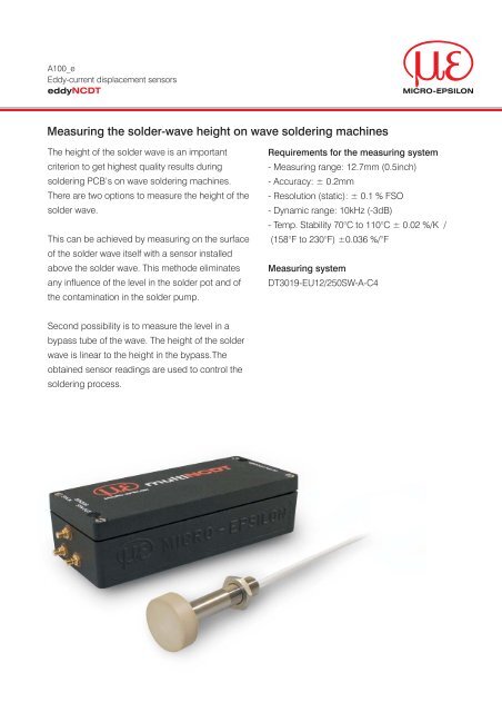 Measuring the solder-wave height on wave ... - Micro-Epsilon