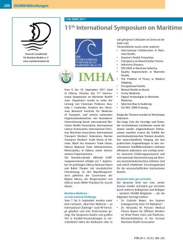 11th International Symposium on Maritime Health - Deutsche ...