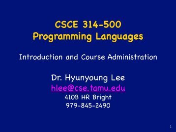 CSCE 314 Programming Languages - TAMU Computer Science ...