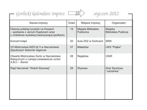 Gorlicki kalendarz imprez zaproszenie Gorlicki kalendarz imprez ...
