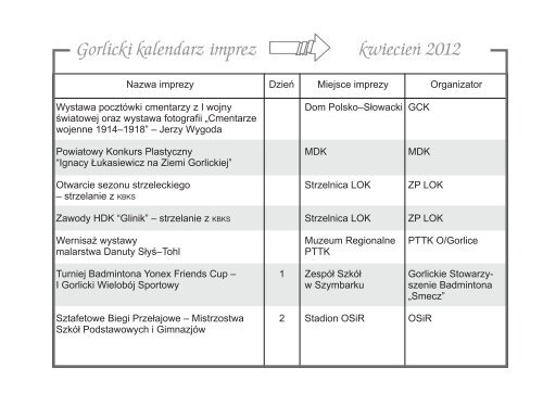 Gorlicki kalendarz imprez zaproszenie Gorlicki kalendarz imprez ...