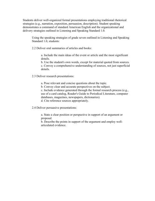 7th Grade Reading/Language Arts Reading 1.0 Word Analysis ...