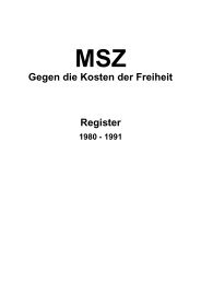 MSZ - Gegen die Kosten der Freiheit: Register 1980 - 1991