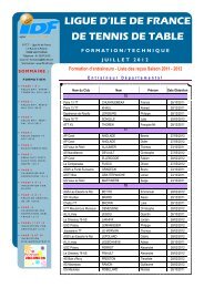 LIGUE D'ILE DE FRANCE DE TENNIS DE TABLE