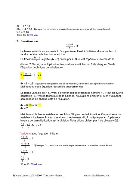 Comment isoler une variable