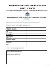 Application Form - Muhimbili University of Health and Allied Sciences