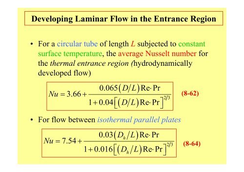 Chapter 8: Internal Forced Convection