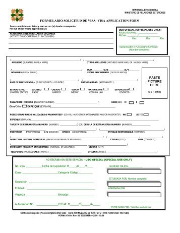 FORMULARIO SOLICITUD DE VISA -VISA APPLICATION FORM ...