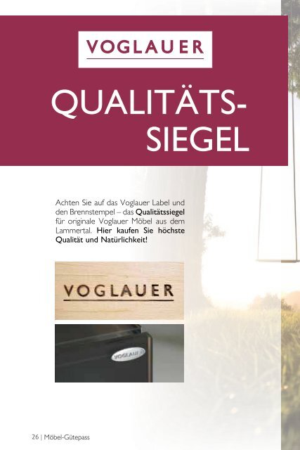 Möbel-Qualitäszertifikat mit Gebrauchs- und ... - Voglauer