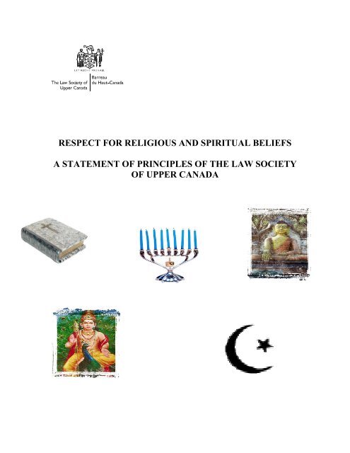 respect for religious and spiritual beliefs a statement of principles of ...