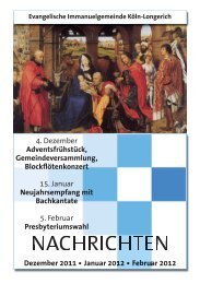 Ausgabe 4 - Evangelischen Immanuel-Gemeinde in KÃ¶ln-Longerich