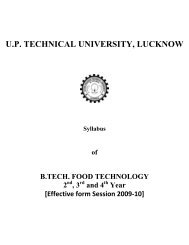 B.Tech Food Technology 2nd, 3rd and 4th Year