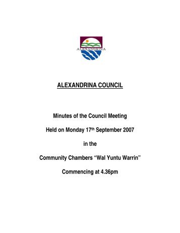 Council Minutes 17th September 2007 - Alexandrina Council