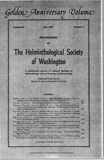 The Helminthological Society of Washington - Peru State College