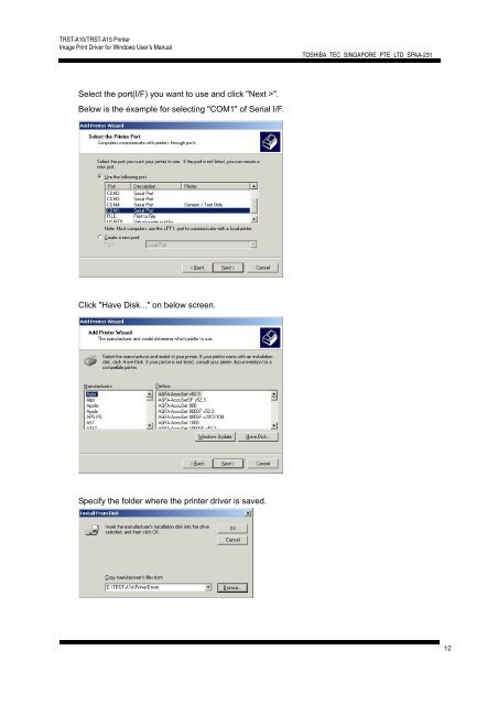 TRST-A10/TRST-A15 Printer Image Print Driver for ... - Finn-ID