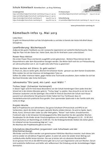 Informationsbrief Mai 13 - Primarschule RÃ¼mlang