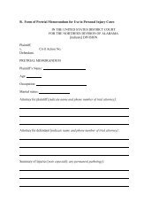 B. Form of Pretrial Memorandum for Use in Personal Injury Cases IN ...
