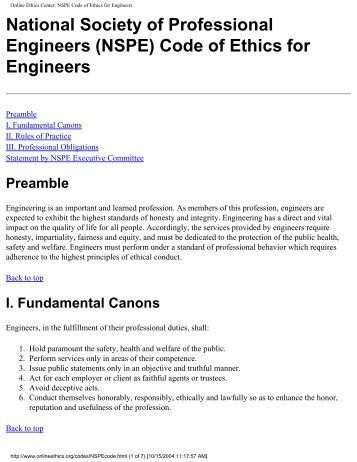 The Online Ethics Center for Engineering & Science - Department of ...