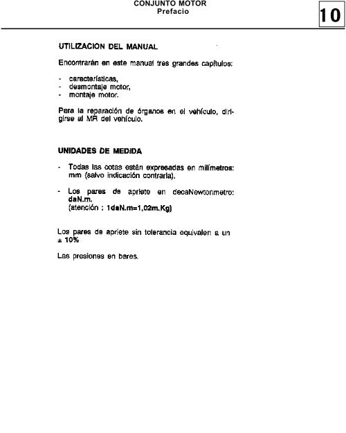 CONJUNTO MOTOR Prefacio - Renault 21