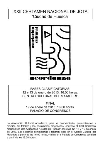 Bases Certamen Nacional de Jota CIUDAD DE HUESCA - 2013
