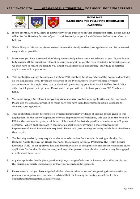 Housing Application Form - Offaly County Council