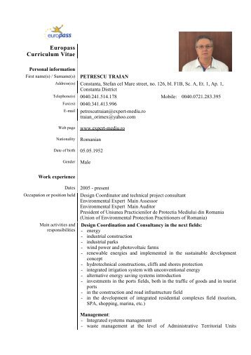 CURRICULUM VITAE - Petrescu Traian - Expert Mediu