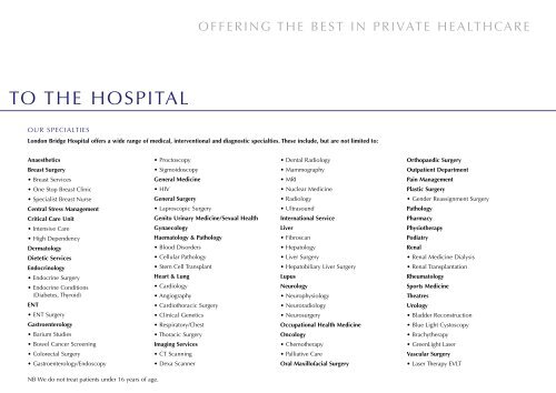 medical excellence t high quality care - London Bridge Hospital
