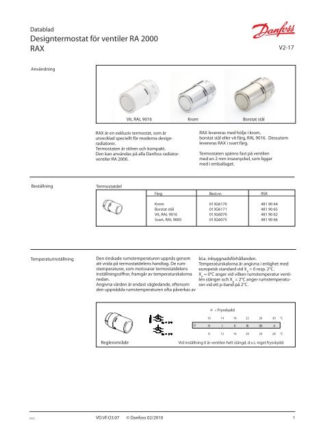 Danfoss RAX design.pdf - Lenhovda Radiatorfabrik AB