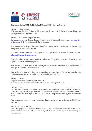 réglement jeu roland Garros GDF Suez 2013 V2 - Service Civique