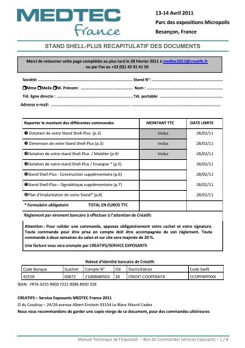 Bon de Commande Service Exposant - MEDTEC France